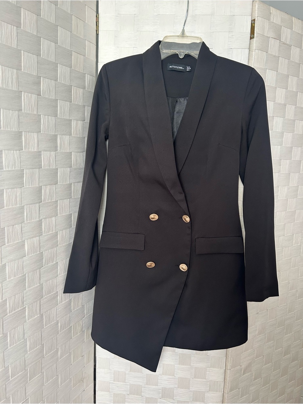 Pretty Little Thing Black Asymmetrical Blazer Dress